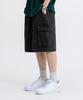 LEMAIN SECOND Bermuda Wide One-Pleat Cargo Denim Shorts [Black Denim]