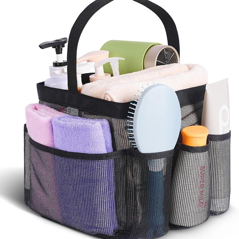 

1pc Beach Bag Mesh Breathable Travel Storage Bag Single/Double Handles Toiletry Bag Multiple Pockets Makeup Bag Travel Essential