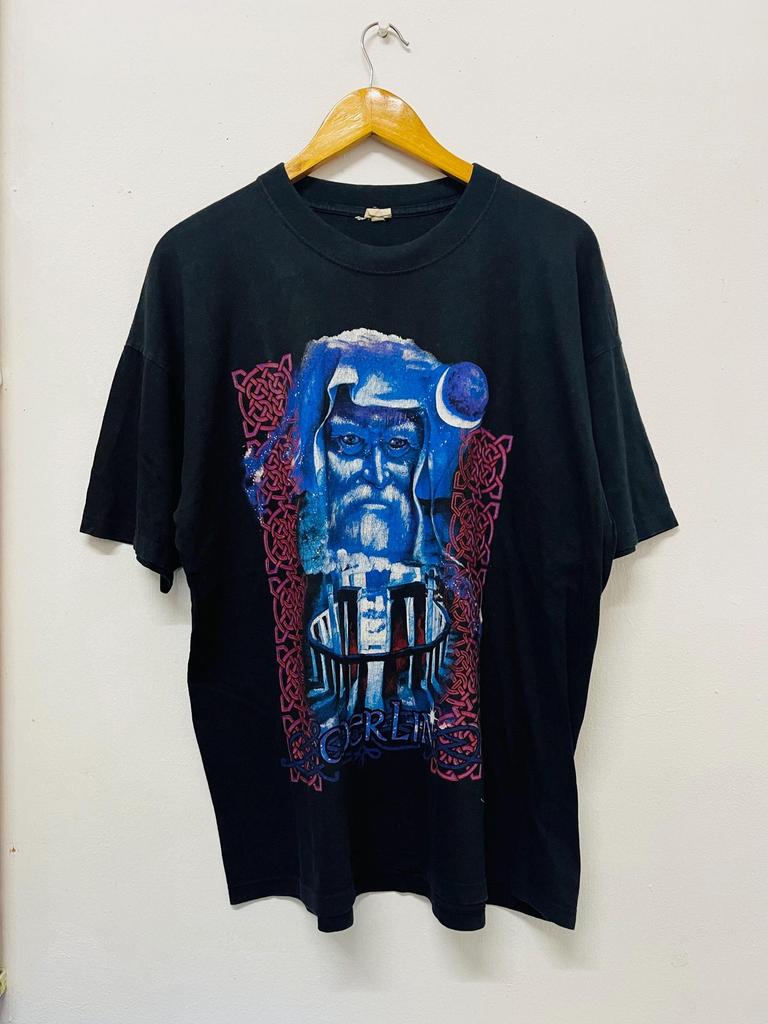 Vintage 90s Merlin Magic Magician Clothing : Hewlin UK T-Shirt / Modern Streetwear / Rave / Street Fashion / Art Tee / Black / XL