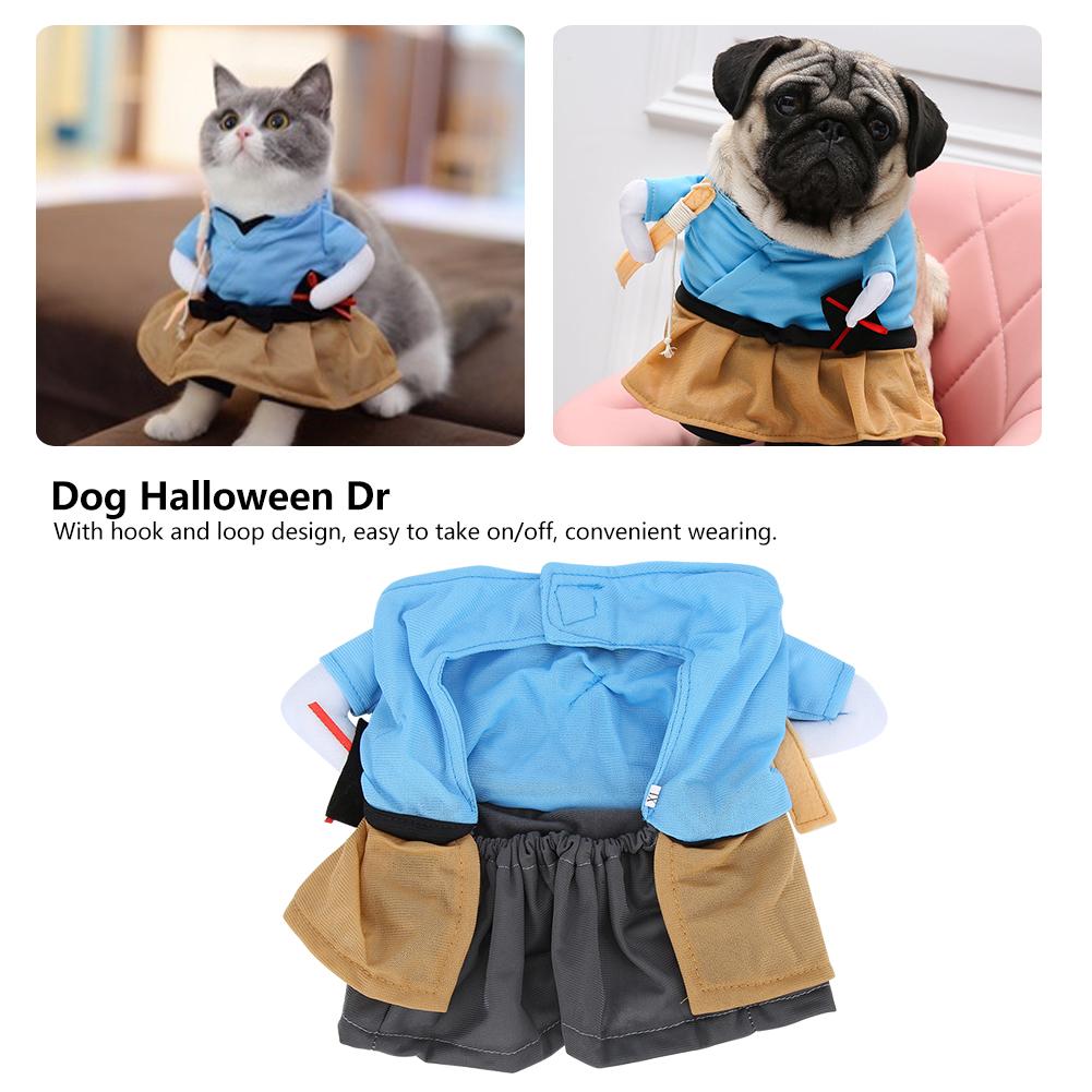 Polyester Funny Samurai Upright Pet Costume Halloween Party Cosplay Clothes Dress Up for Dog