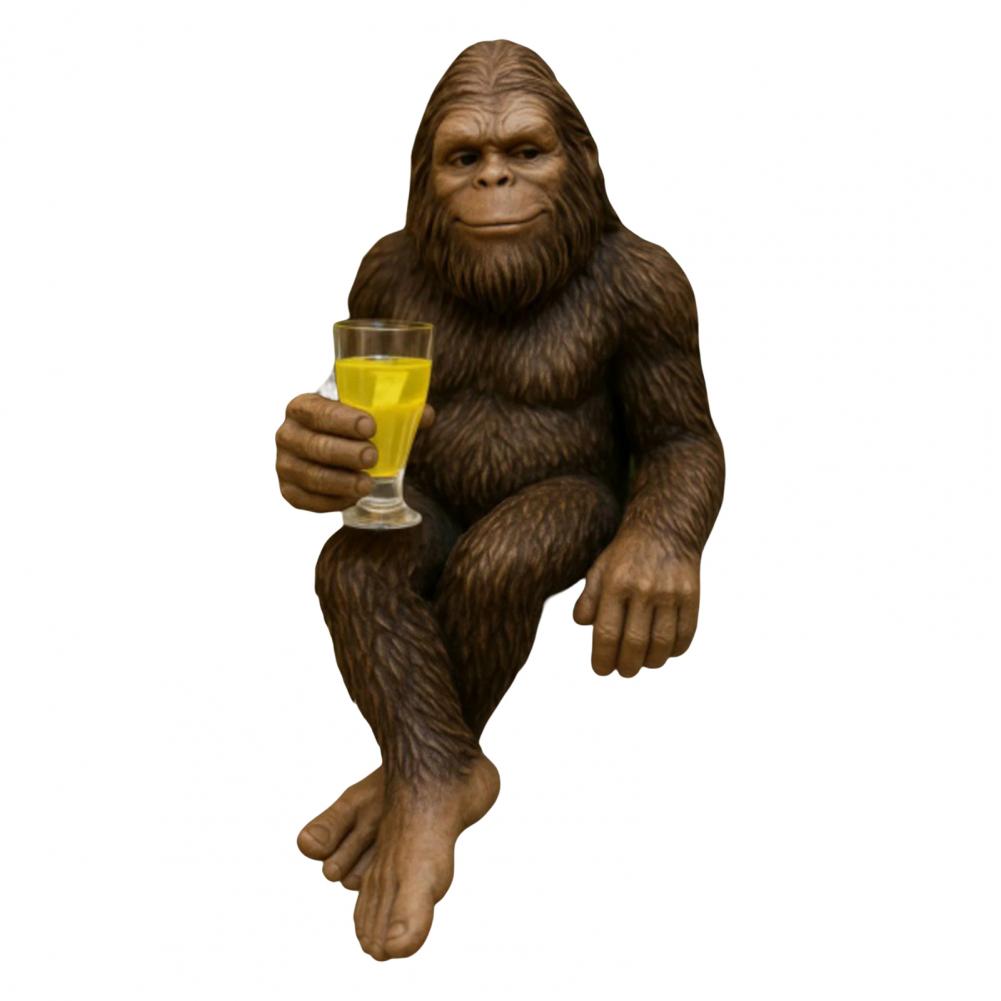 Drinking Ornament Resin Figurine Sasquatch Wine Lover Figurine Resin Statue for Home Office Decor Wild Man Sculpture Desktop