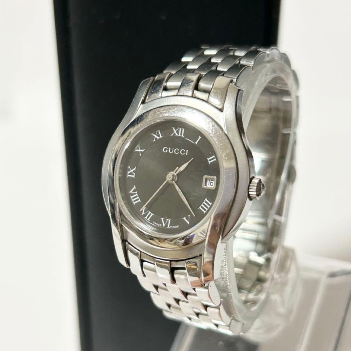 Used GUCCI G-Class 5500L QZ Quartz Black Dial Ladies Watch Silver