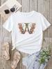 Custom Name Letter Combination Fashion Women T-shirt Floral Letter Font A B C D E F G Short Sleeve Tops White T-shirt