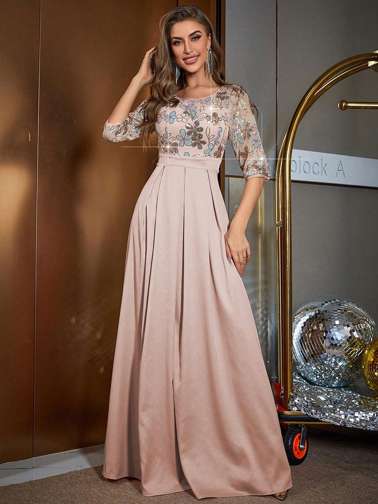 KY542 Slimming Long Evening Bridesmaid Dress: European & American Style for Annual Meeting or Performance Host.