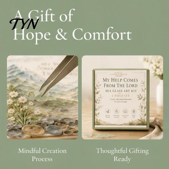 Handmade Faith Wall Art Faith-Inspired Sea Glass Kit, Psalms of Comfort And Strength Christian DIY Gift for Women Mosaic Inspirational Bible