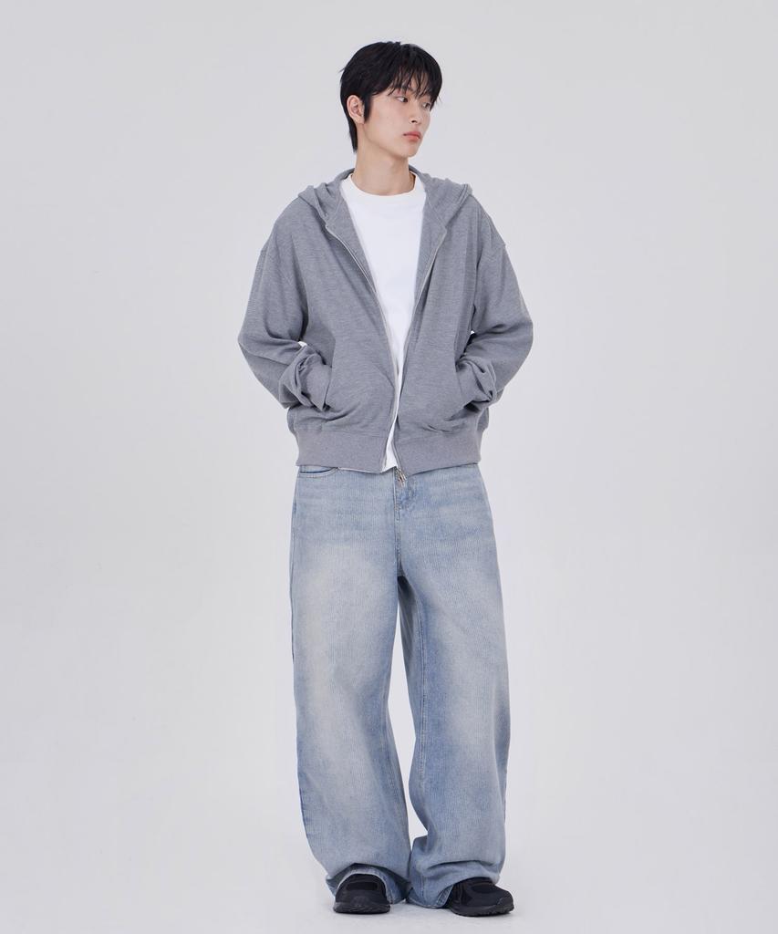 Glw Waffle Crop Zip-Up Hoodie Knit Gray