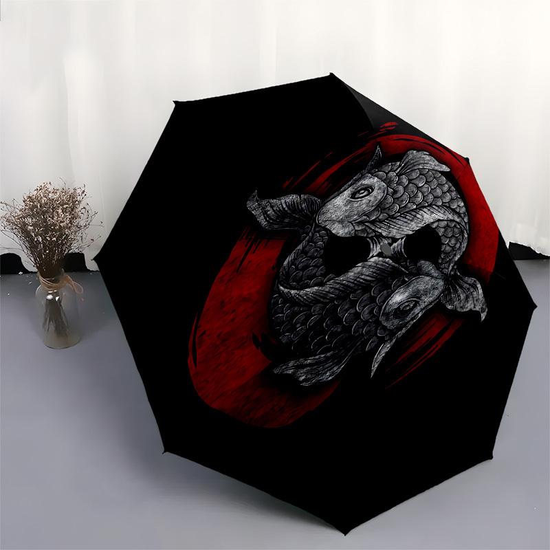 1pc Yin Yang Koi Fish Symbolism Umbrella with Plastic Handle, Suitable for All Seasons Outdoor PT386