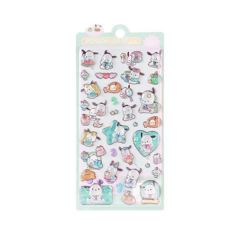 Children's 3D Cartoon Puffy Crystal Diamond Stickers - Cute Embossed Decor for Girls