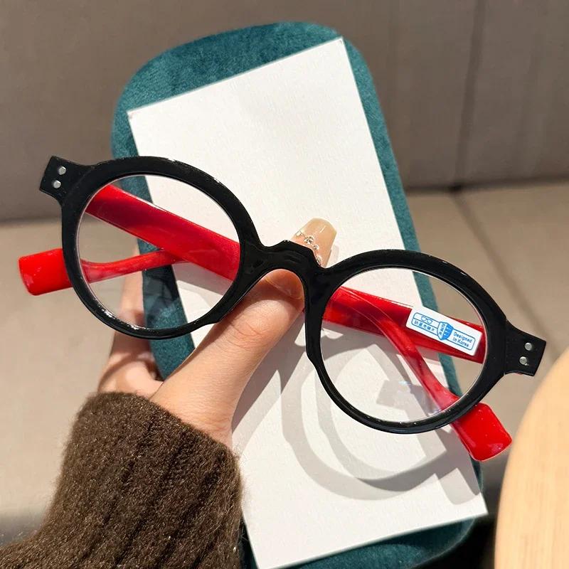 Retro Anti Blue Light Reading Glasses for Women and Men Fashion Round High Quality Far Sighted Eyeglasses with Diopter To +4.0