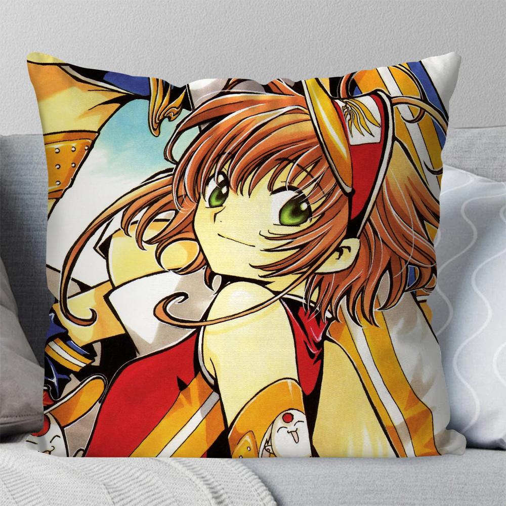 1pc C-Cardcaptor S-Sakura Magical Girl Manga Pillow Case Square Pillow Bedroom Sofa LeisureCar Living Room Home Decoration 40X40