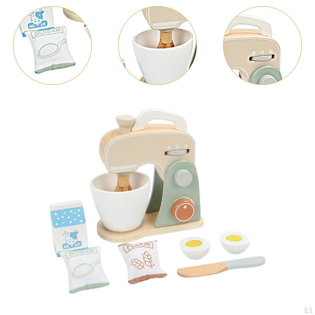 Wooden Toy Mixer Set Small Appliances Toys Life Skills Pretend Play Kitchen Accessory