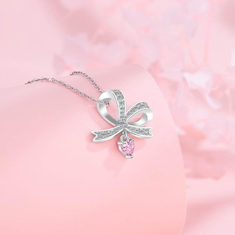 Blingbling Crystal Diamante Bowknot Necklace Clavicle Chain Gifts for Girls Present Sexy Diamante Clavicle Chain