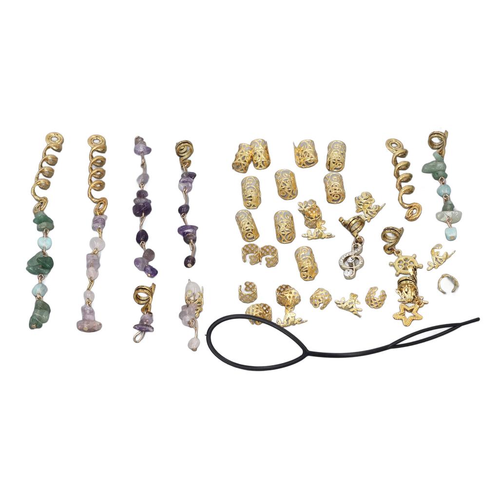 Hair Dreadlocks Rings Hair Braid Clips Alloy Braided Hair Accessory Set for Banquets Film Shows Wedd