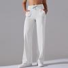 Brushed Breathable High-waist Elastic Loose Casual Pocket Wide-leg Nine-point Pants Running Fitness Yoga Leggings