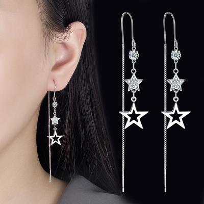 Boucles d'oreilles à crochet d'oreille en zircone étoile brillante mignonne personnalité féminine gland pentagramme boucles d'oreilles littéraires anti-perte