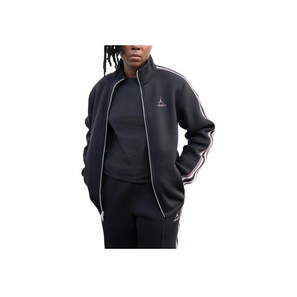 Jordan x A Ma Maniére Collaborative Embroidered Logo Woven Zip-Up Jacket Unisex Jacket Black DX5652-010