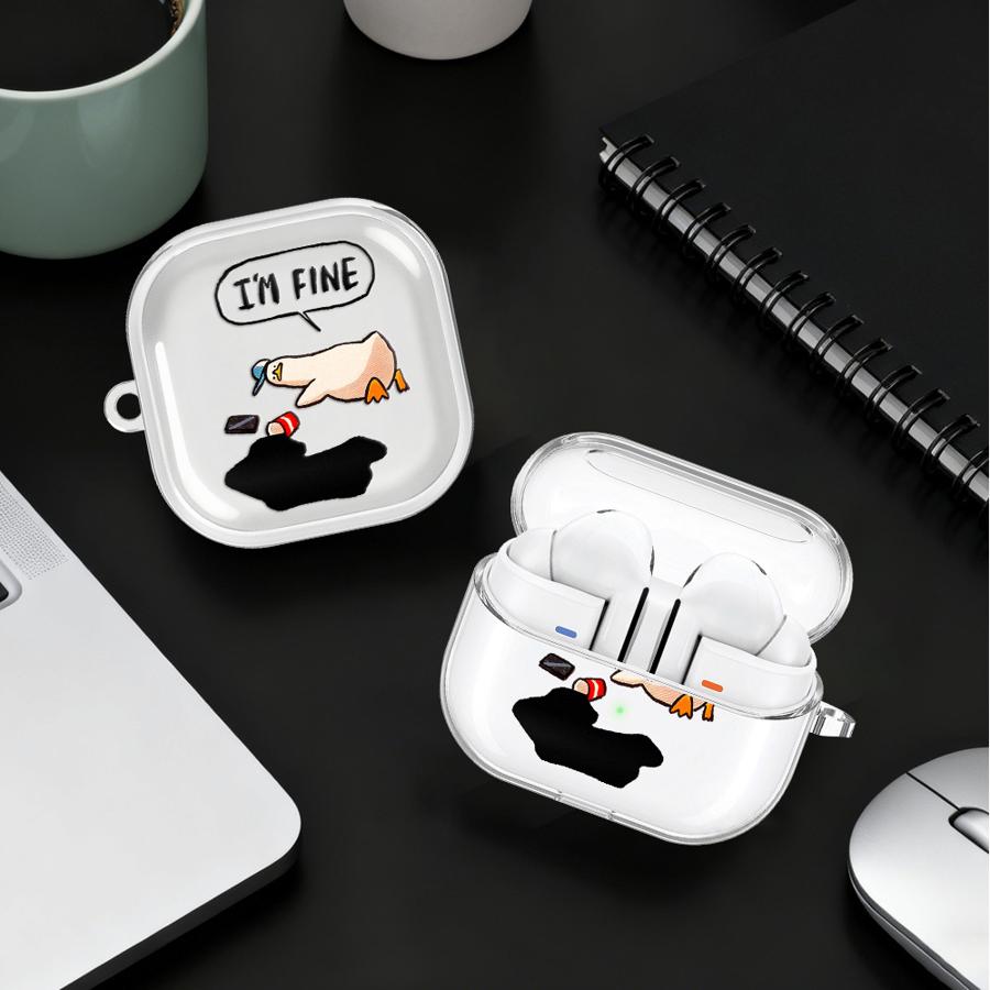 Cartoon Duck Clear Earphone Cases Cover With Hook Case For Samsung Galaxy Buds 2Pro 3Pro 4 Pro Live 4Pro 3 FE 2