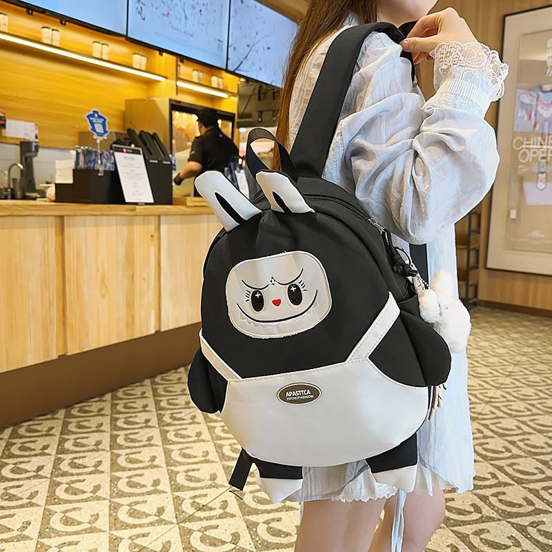 Rabbit Cute Cartoon Pattern Student Backpack With Pendant For Going Out