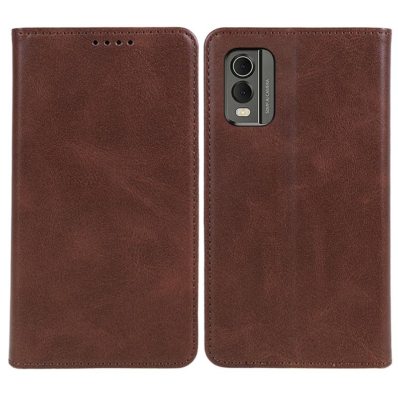 PU Leather Phone Case for Nokia C32 Calf Texture Magnetic Closing Flip Stand Wallet Cover