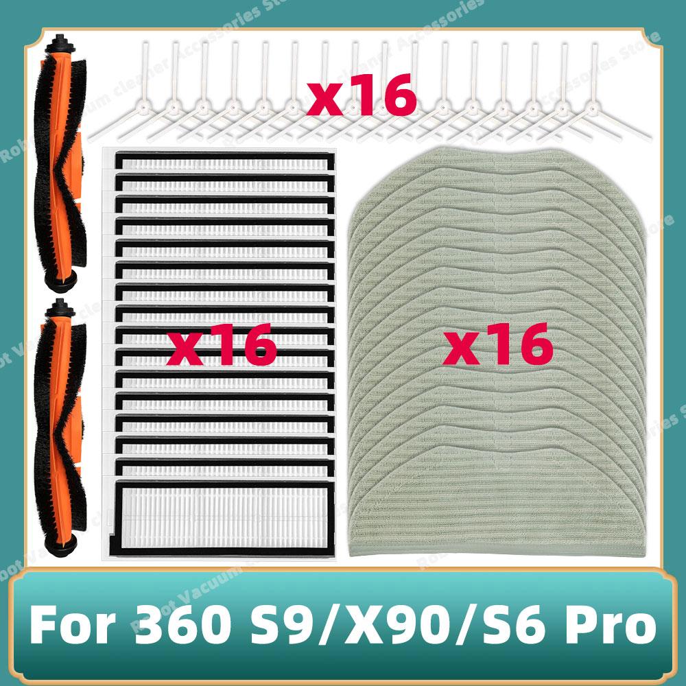 For 360 S9 S6 Pro X90 X95 Robotic Vacuum Cleaner HEPA Filter Roll Main Brush Side Brush Mop Cloth Rag  Spare Parts Accessories