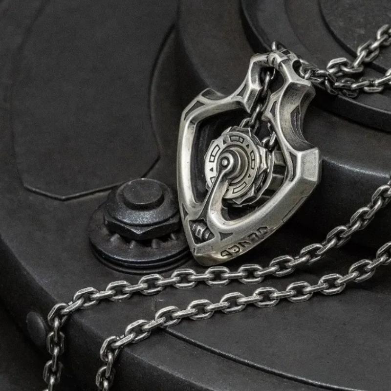 

Necklace Mechanical Rotatable Gear Pendant Retro Punk Necklace Pendant 50CM(Necklace Size) срібний