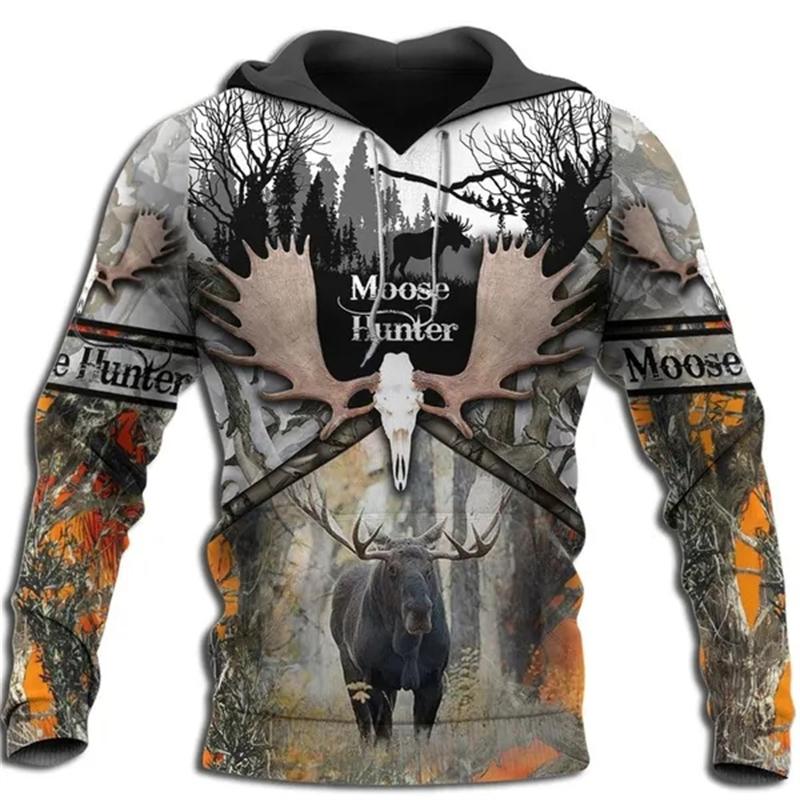 Fashion Deer Hunting Camo Hoodie Cool Slim Jacket Costume Coat 3d Sweatshirts Animal Men Women Casual Christmas Hoodie Tops