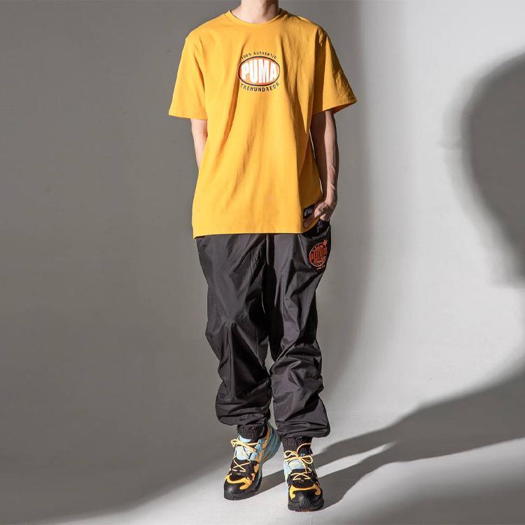 Puma X The Hundreds Logo Print Round Neck Short Sleeve T-Shirt Men Tops Gold 596750-25