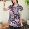 Summer Rayon Blend Cheongsam Short Sleeve Tshirts Frog Closure Tops Floral Print New Chinese Style Plus size Independent Design