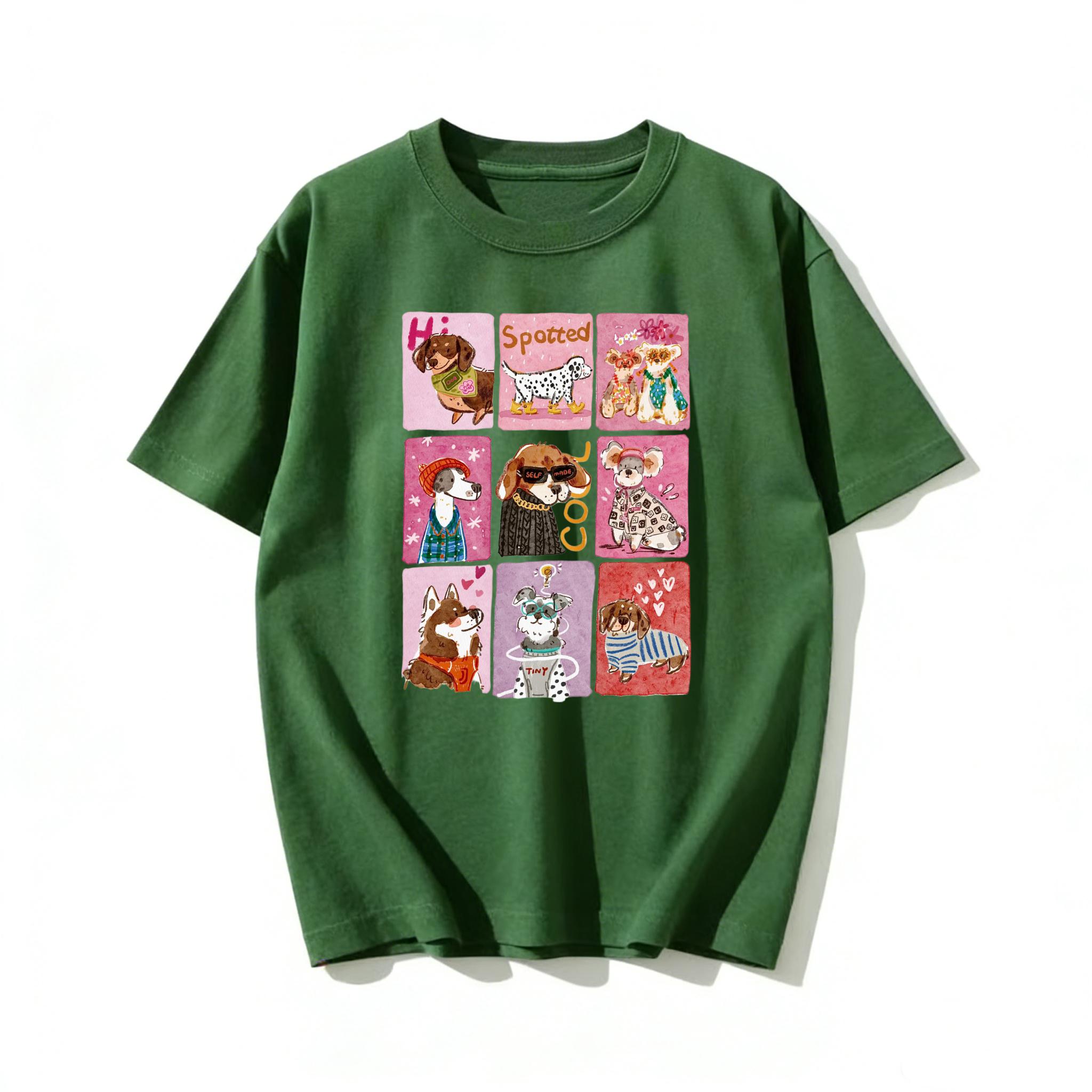 

Adult and Childrens Cute Puppy Outfit Show Cotton TShirt Versatile Couple and ParentChild MultiColor Top S