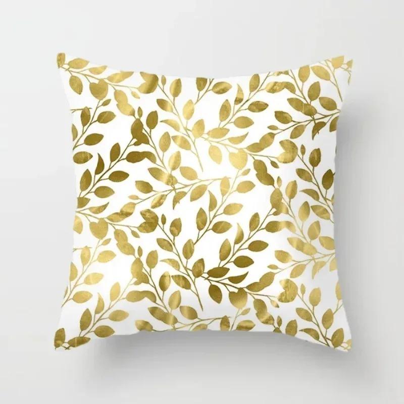 Home Decor Gold Flower Leaf Cushion Cover Throw Pillow Suitable for Sofa Chair Pillow Cover