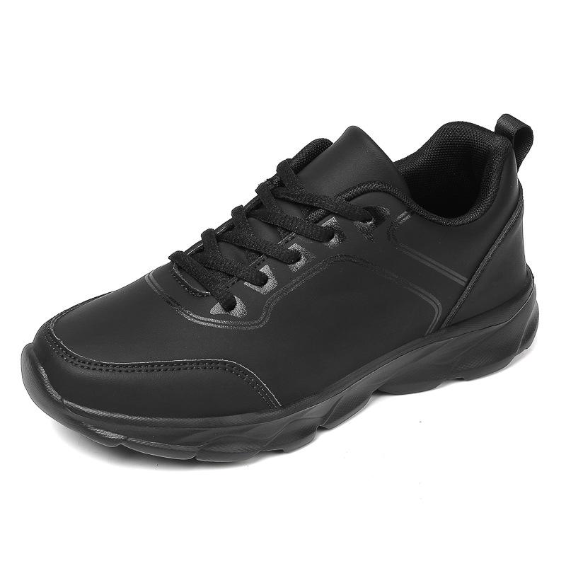 Waterproof leather sneakers women's lightweight all-black feet are not tired after standing for a long time, soft soles are non-slip, kitchen work sh