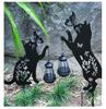 2pcs Solar Powered Lamp Iron Silhouette Lantern Floor Mounted Lawn Lamp Outdoor Waterproof Cat Butterfly Courtyard Garden Light