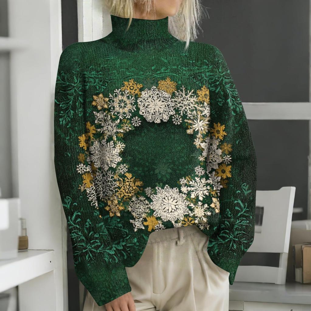 Christmas Sweatshirts For Women Knit Sweater Cute Shirt Fall Turtleneck Pullover Tops