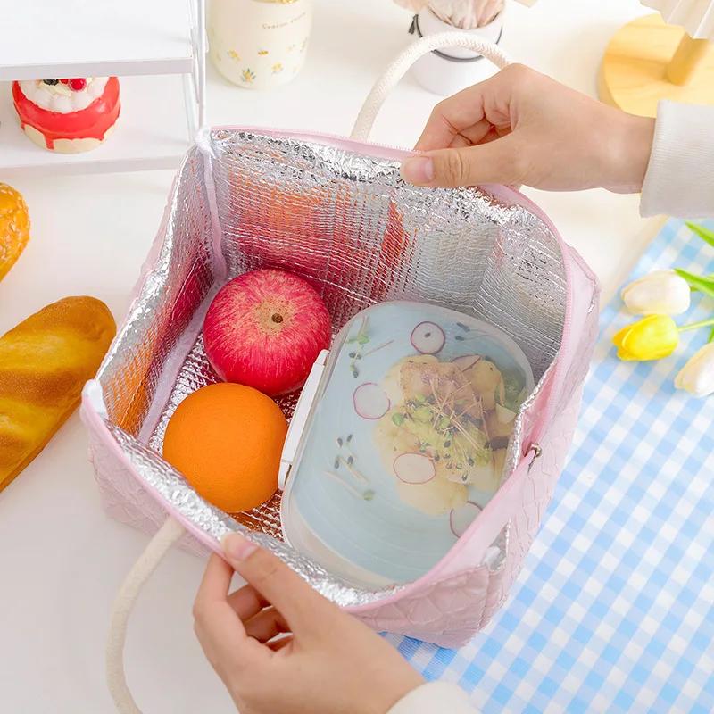 Nueva Moda Sencilla Gran Capacidad Impermeable Bolsa de Almuerzo Portátil Caja de Almuerzo Bolsa Térmica Aislante para Oficinistas