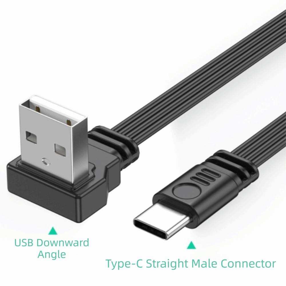 Flat Flexible USB C Charging Cable Double Elbow Mobile Game Cable Data Transfer