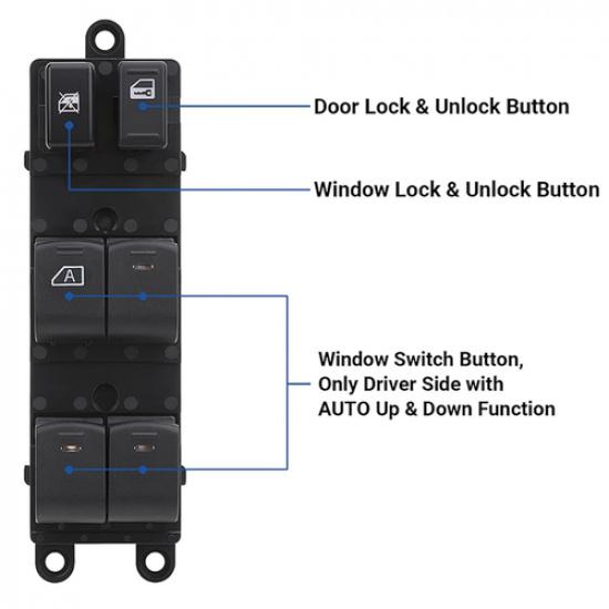 Power Window Switch Control Button for 05-12 Nissan Sentra/Pathfinder 25401ZP40B