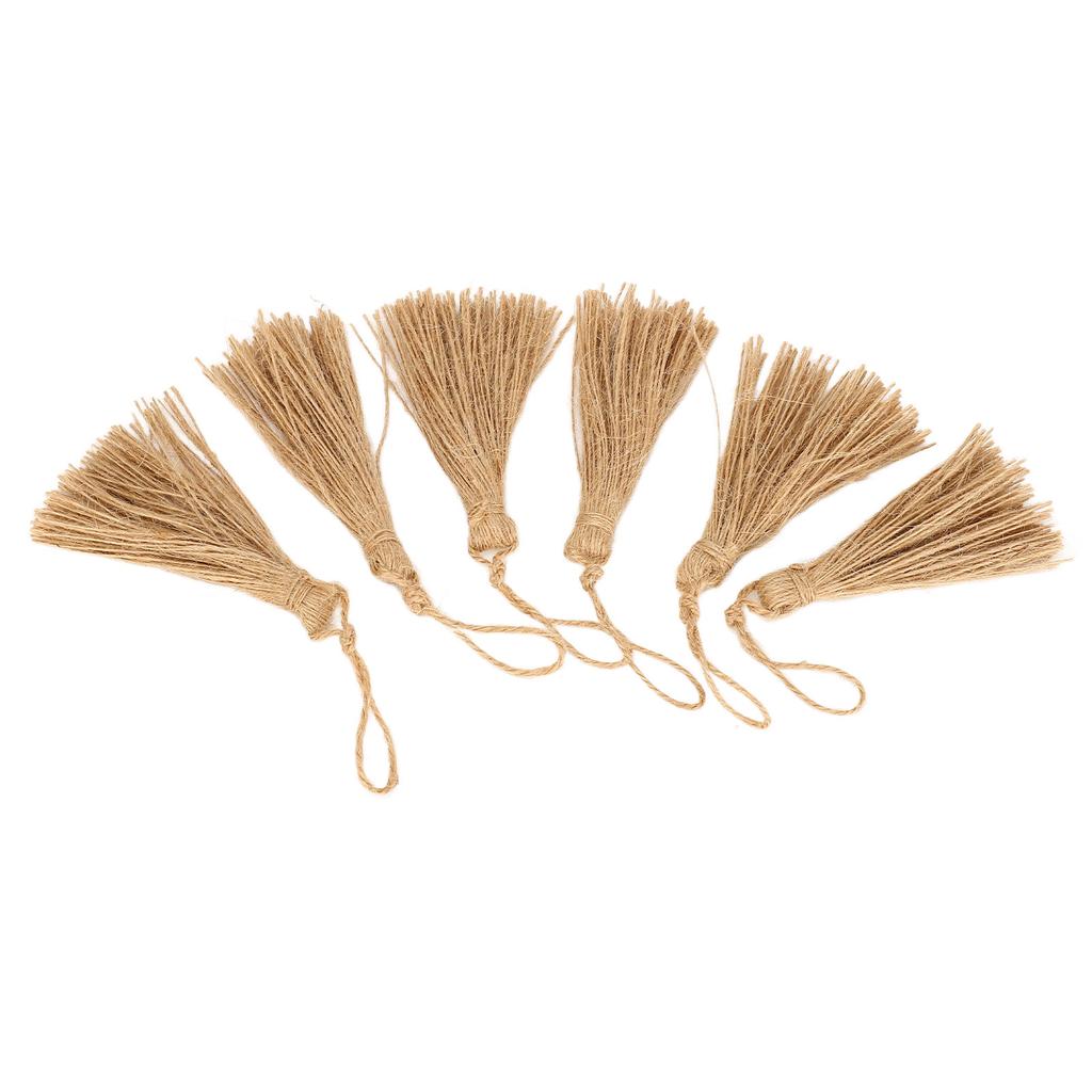 6Pcs Natural Jute Tassels Simple Rustic Style Natural Jute Widely Used Bookmark Tassels for Jewelry