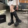 Fashion Fashion Punk Metal Buckle Platform Leather Knight Boots Shoes for Women Designer Soft-soled Autumn Witner Women Knee-high Boots