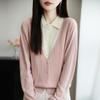 2025 A/W Women’s Loose Knit Cardigan – Polo Collar, Layered Look, Long Sleeve Outerwear