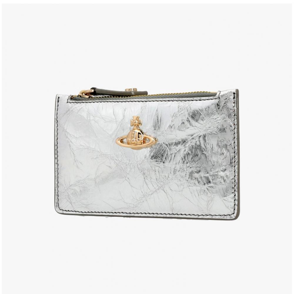 Vivienne Westwood Metallic Crinkle Slim Long Zipper Card Wallet 54020004w L00a7 Q401