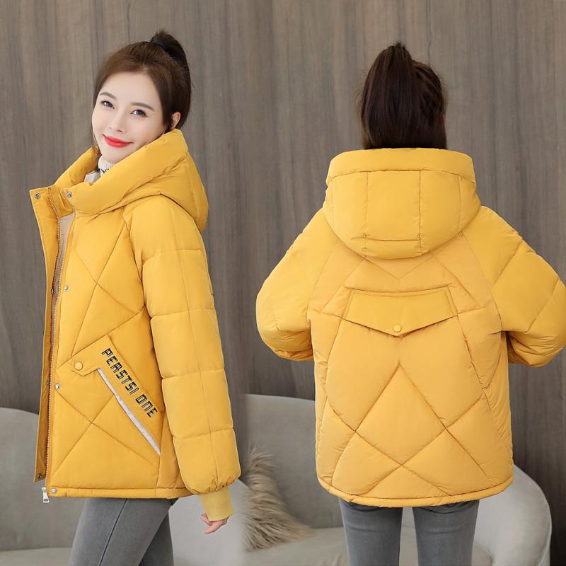 Novo inverno feminino parka gola alta casaco com capuz solto quente engrossar casaco de algodão para baixo jaqueta casual feminina casaco básico