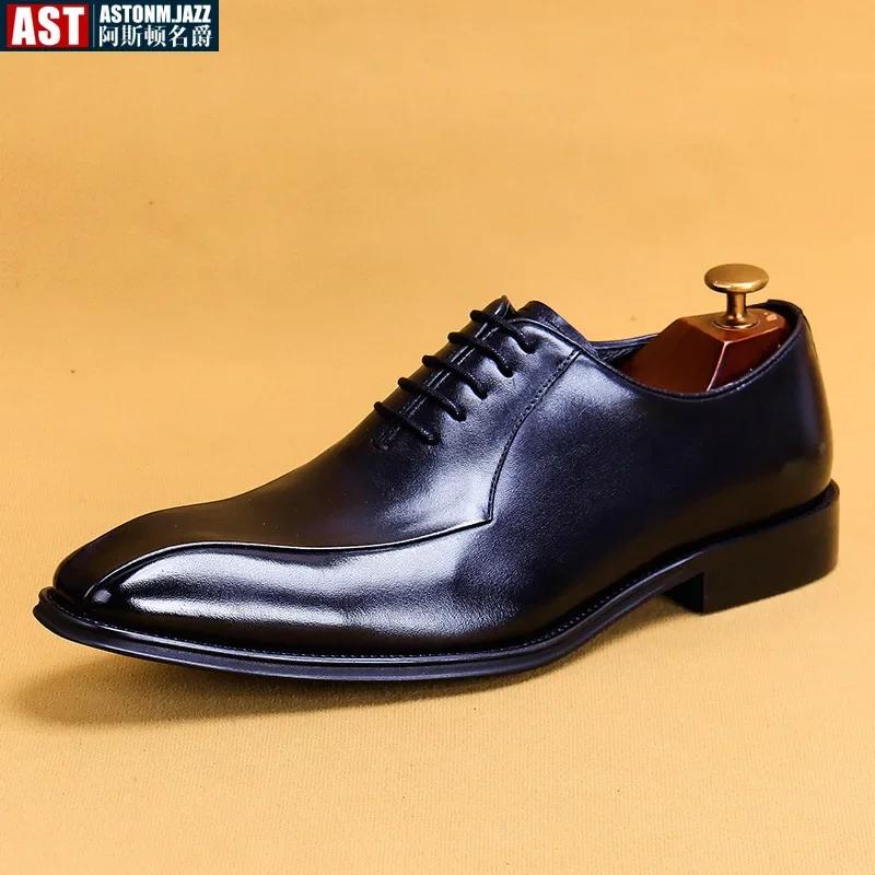 Italian Luxury High Quality Elegant Male Natural Genuine Leather Social Shoes Office Career Business Formal Solid Oxfords Shoes