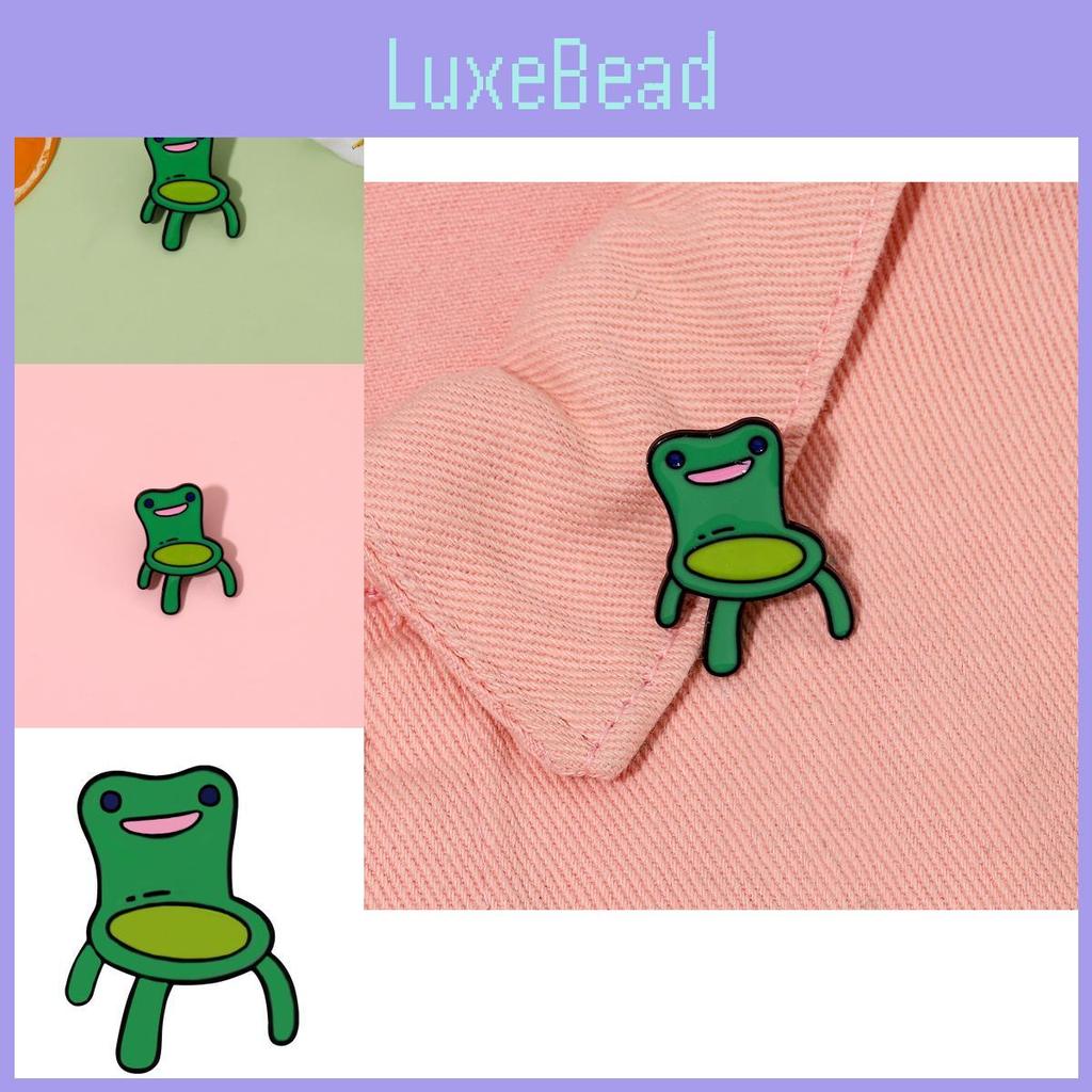 Quirky Green Frog Chair Brooch Unique Cartoon Design Stylish Alloy Pin Badge For Fashion