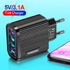 Phone Charger 4 Port USB Fast Mobile Phone Charger Adapter 5V 3A for iPhone Samsung Huawei Xiaomi Quick Charging Power Source