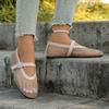 Breathable Mesh Mary Jane Ballet Flats with Buckle Closure