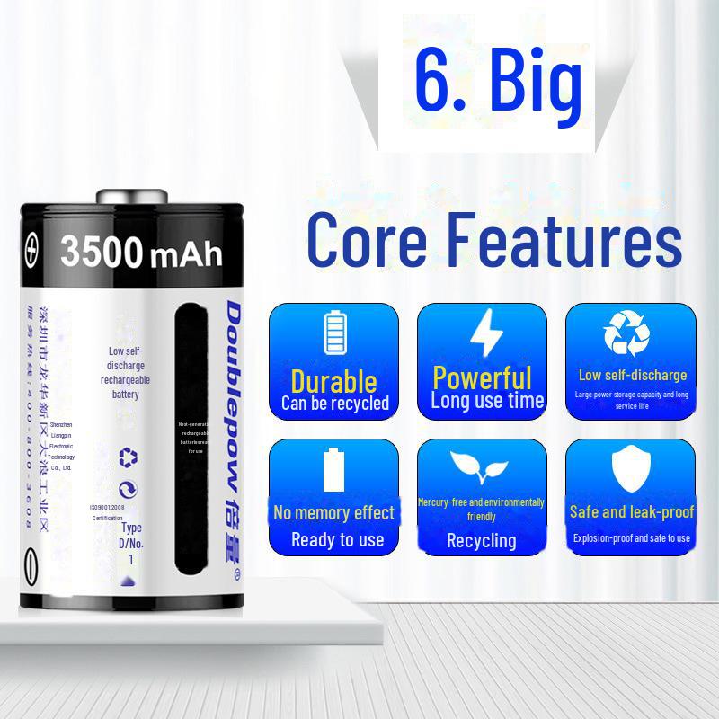 3500mAh D Type Rechargeable Ni-Cd Battery for Flashlight and Gas Stove, 1.2V