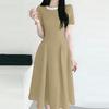 ZANZEA Women Splice Round Neck Summer Casual Short Sleeve Dress