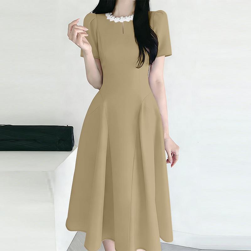 ZANZEA Women Splice Round Neck Summer Casual Short Sleeve Dress