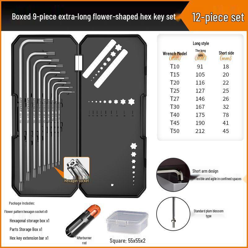 Universal Hex Wrench Set - 6-Point Screwdriver & Extendable Hex Tool