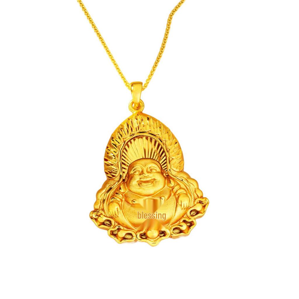 Men's Maitreya Buddha Gold Pendant Necklace
